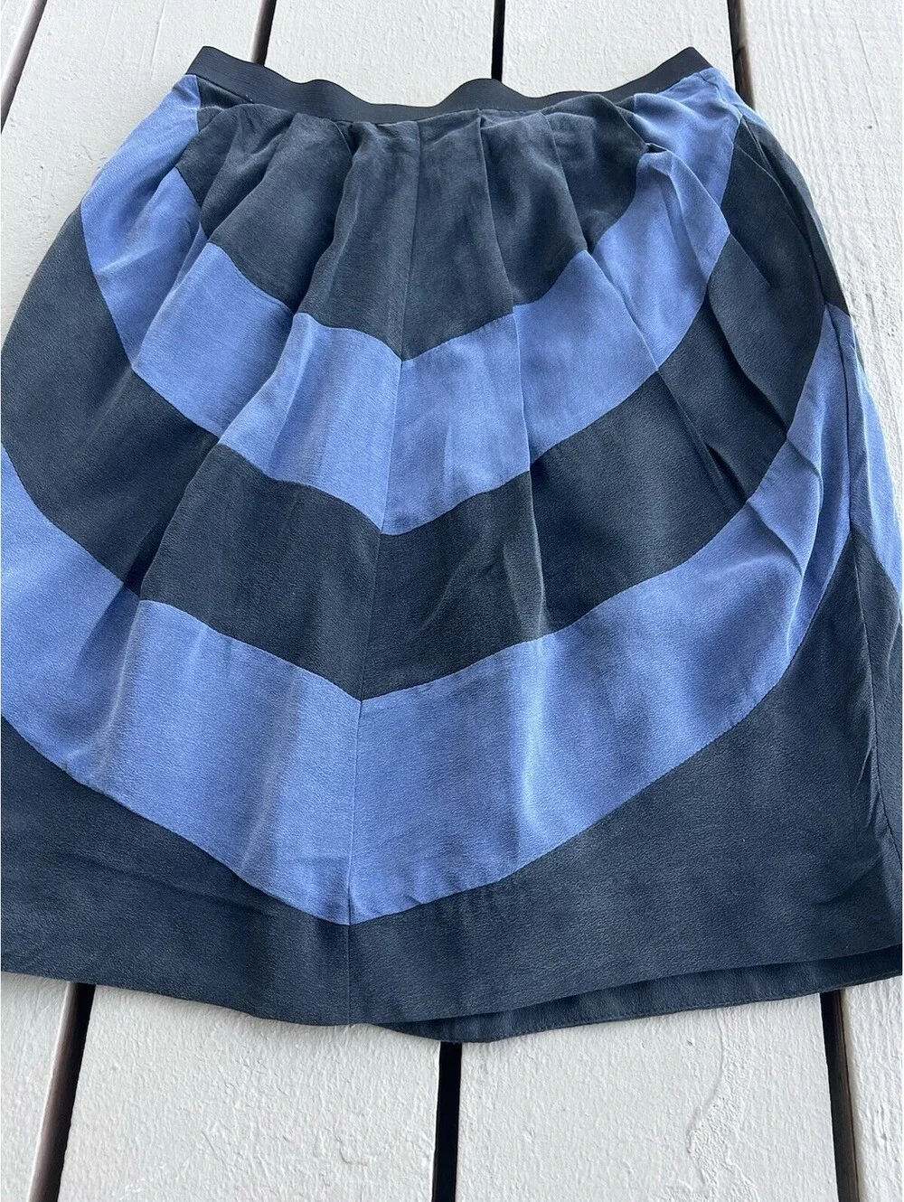 Vintage MM Couture by Miss Me Women Black Purple Chevron Silk Skirt S Y2K